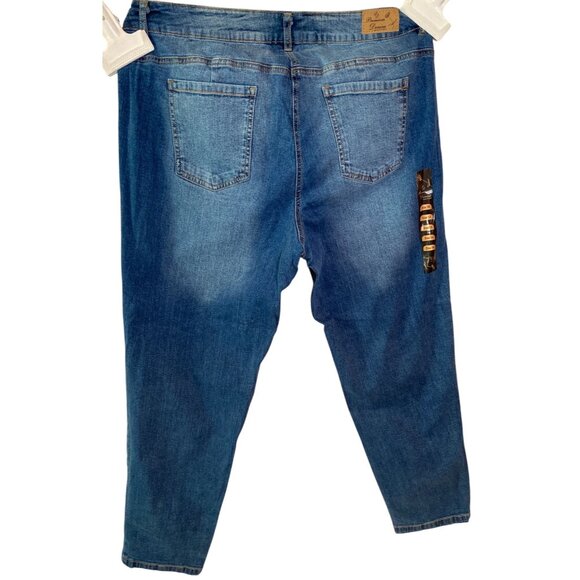 Premium Denim House Distressed Stretch Skinny Jeans Patchwork Legs Size 14 - Picture 3 of 11